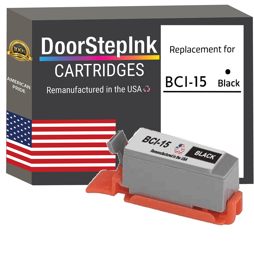 DoorStepInk Brand for Canon BCI-15 BCI15 Black Remanufactured in the USA Ink Cartridge