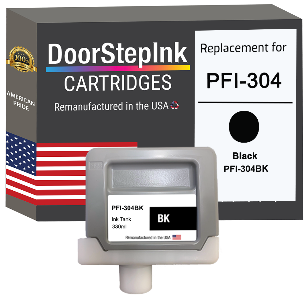 DoorStepInk Brand for Canon PFI-304 330ml Black Remanufactured in the USA Ink Cartridge