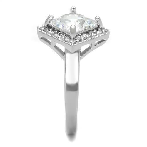 3W1083 - Rhodium Brass Ring with AAA Grade CZ in Clear