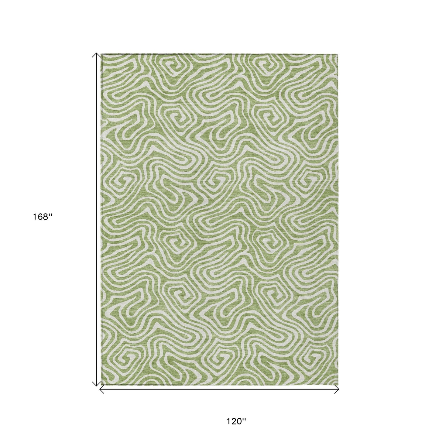 10' X 14' Artichoke Green And Ivory Abstract Washable Indoor Outdoor Area Rug
