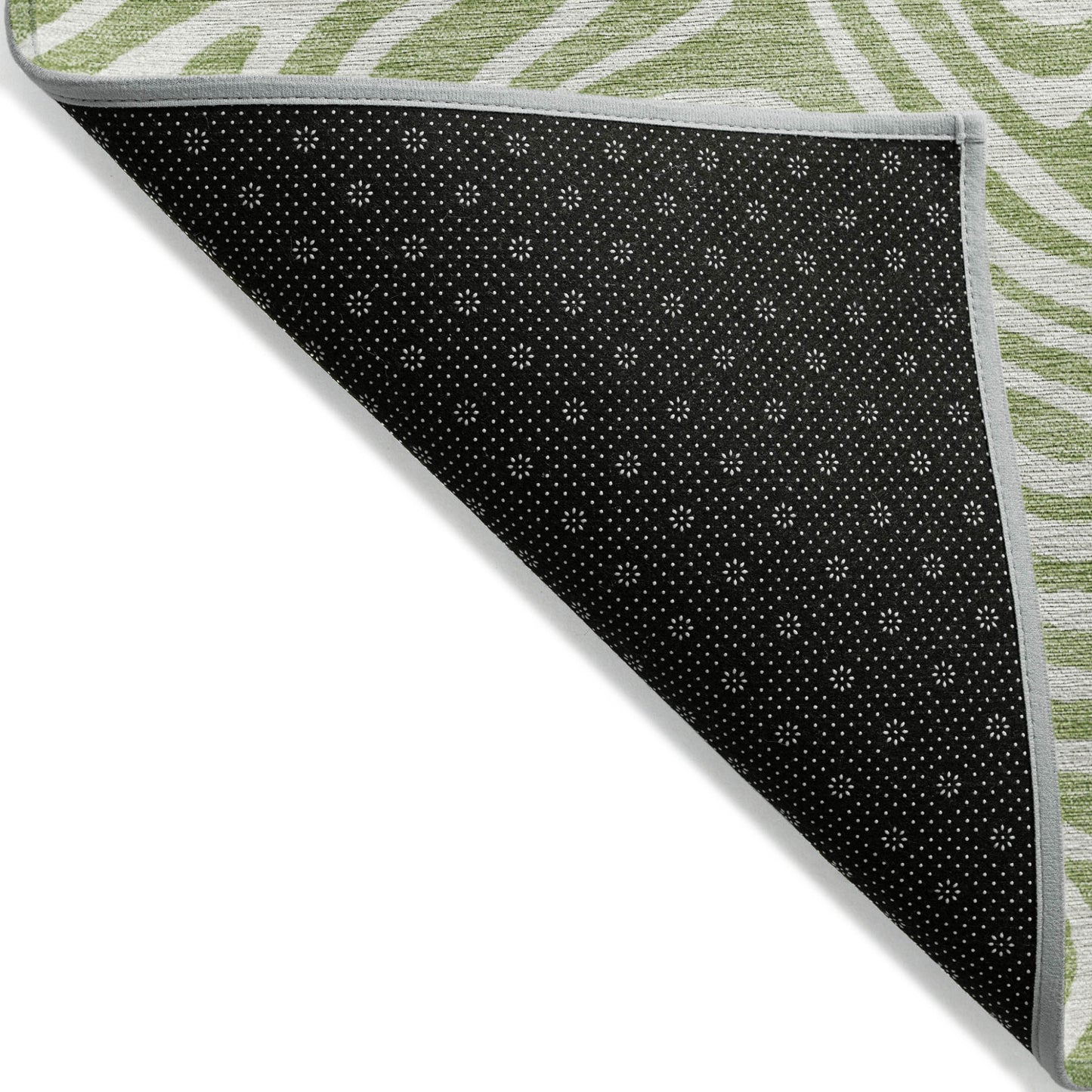 10' X 14' Artichoke Green And Ivory Abstract Washable Indoor Outdoor Area Rug