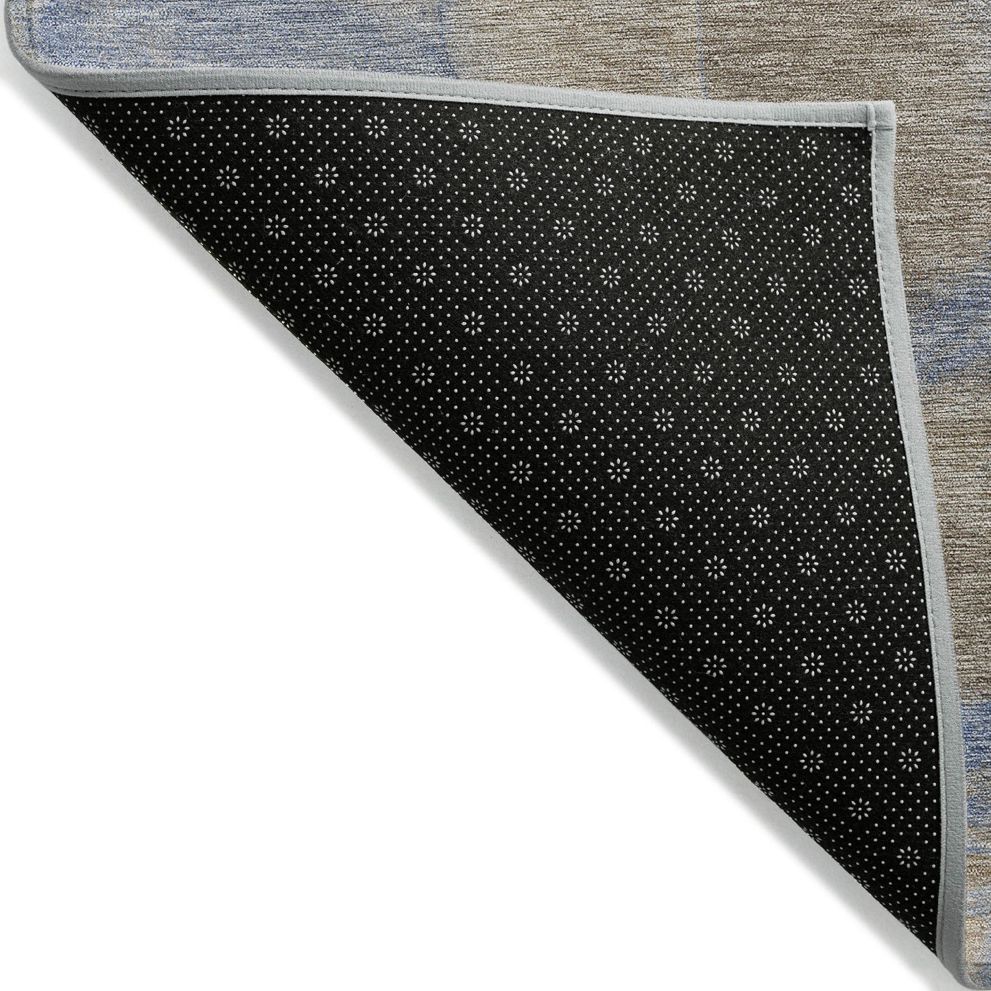 8' X 10' Taupe Beige And Blue Abstract Washable Indoor Outdoor Area Rug
