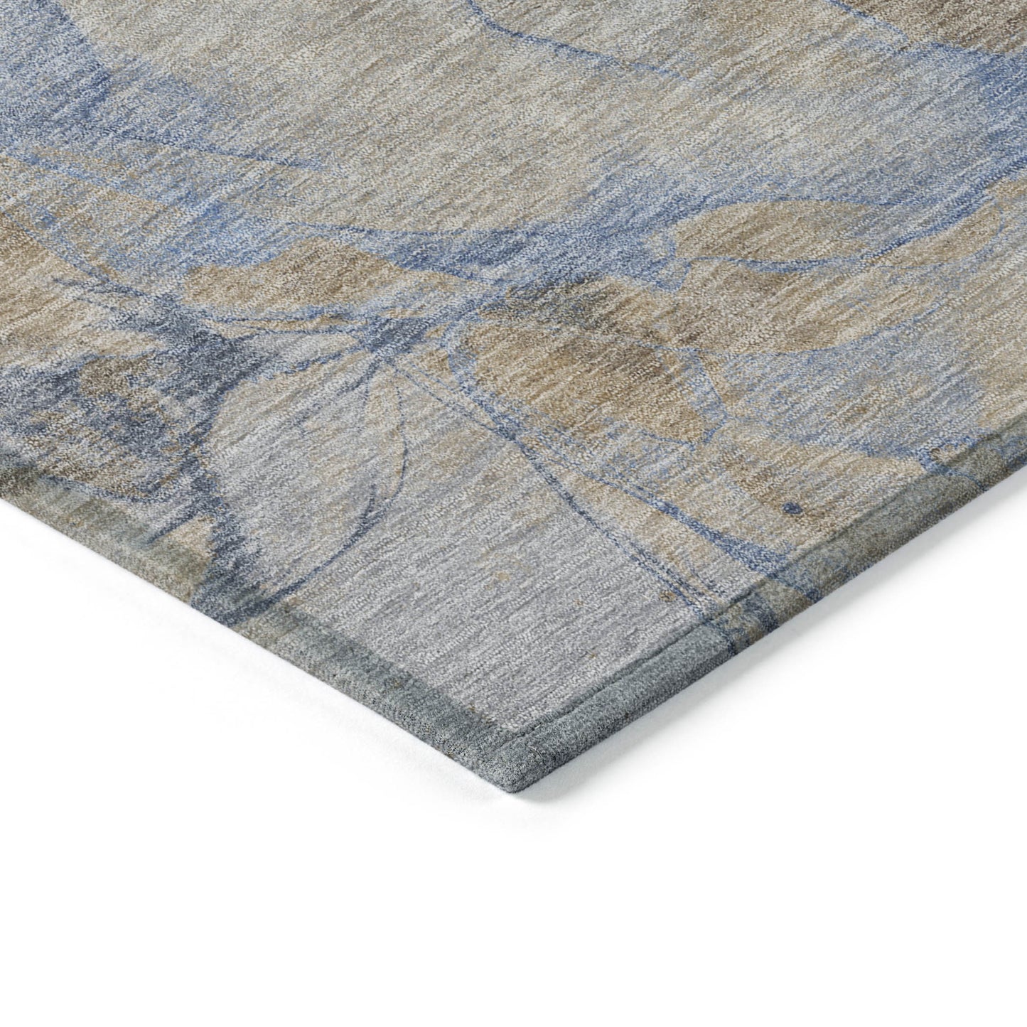 8' X 10' Taupe Beige And Blue Abstract Washable Indoor Outdoor Area Rug