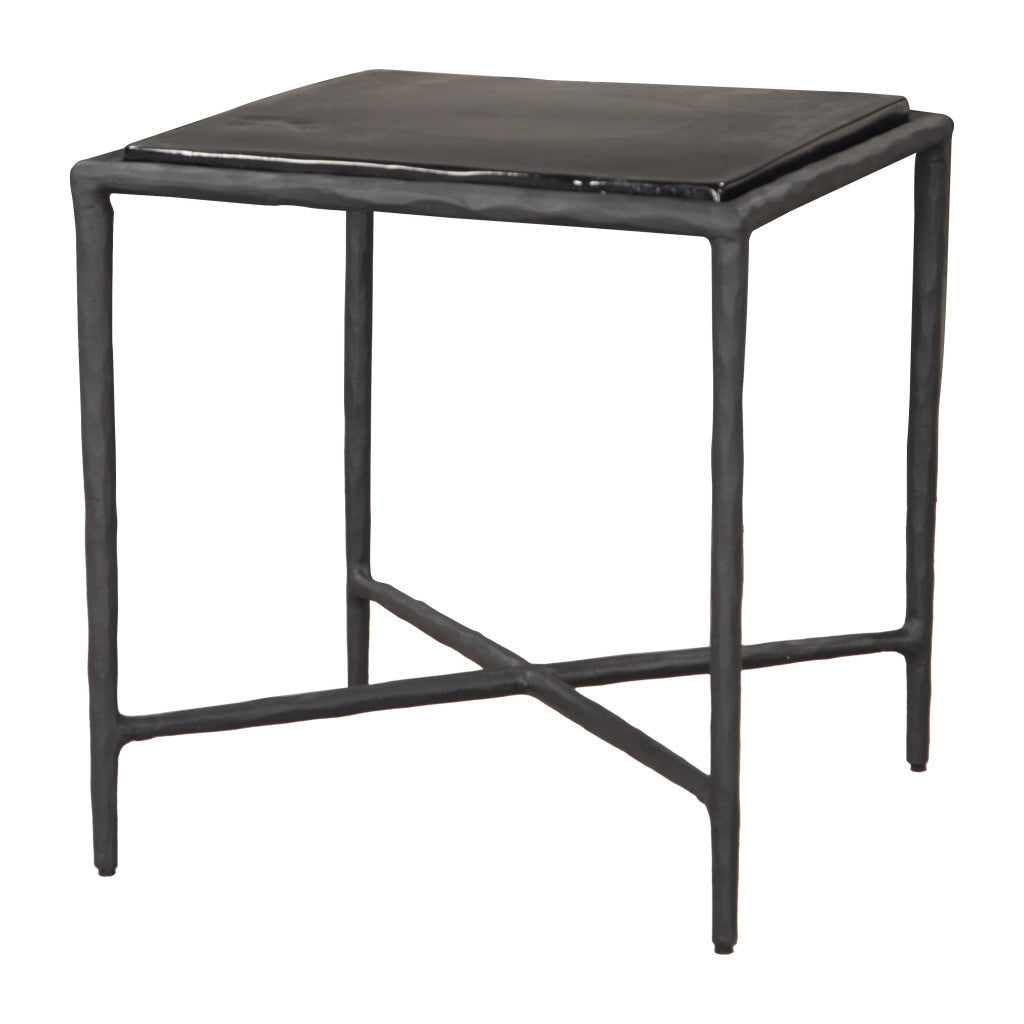 22" Black Aluminum Pedestal End Table