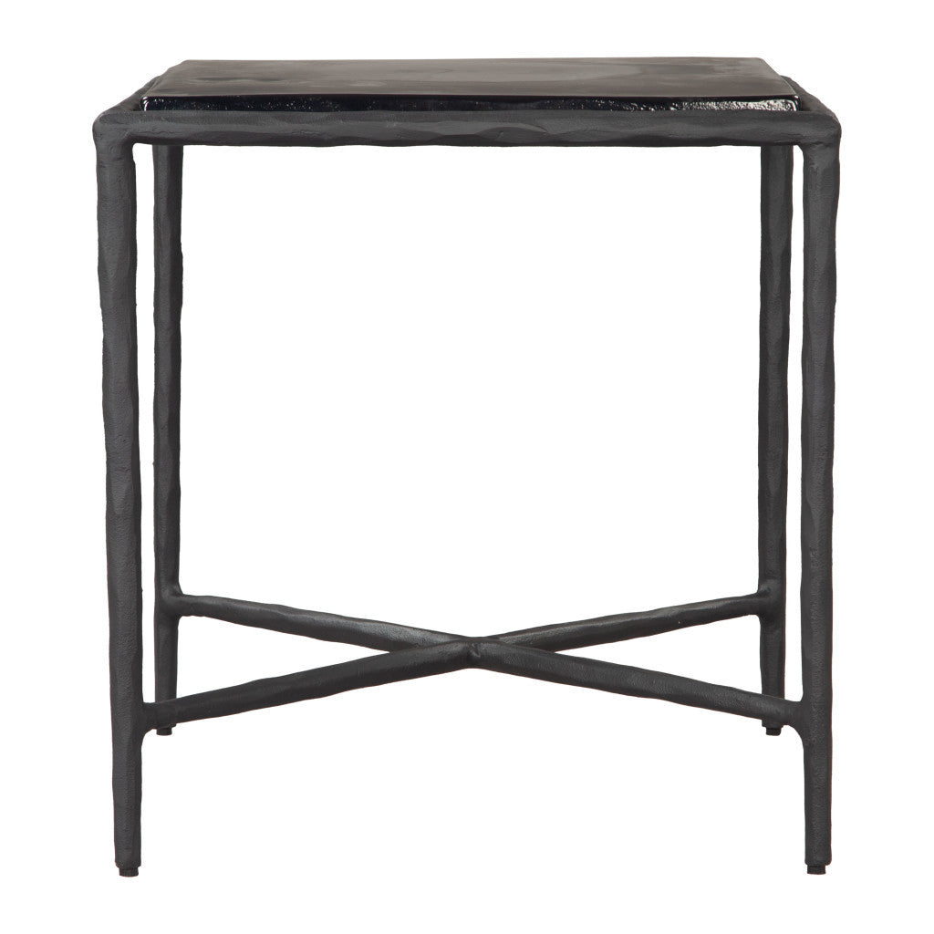 22" Black Aluminum Pedestal End Table