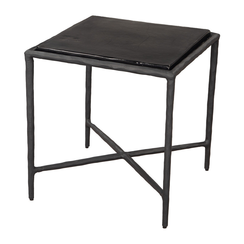 22" Black Aluminum Pedestal End Table