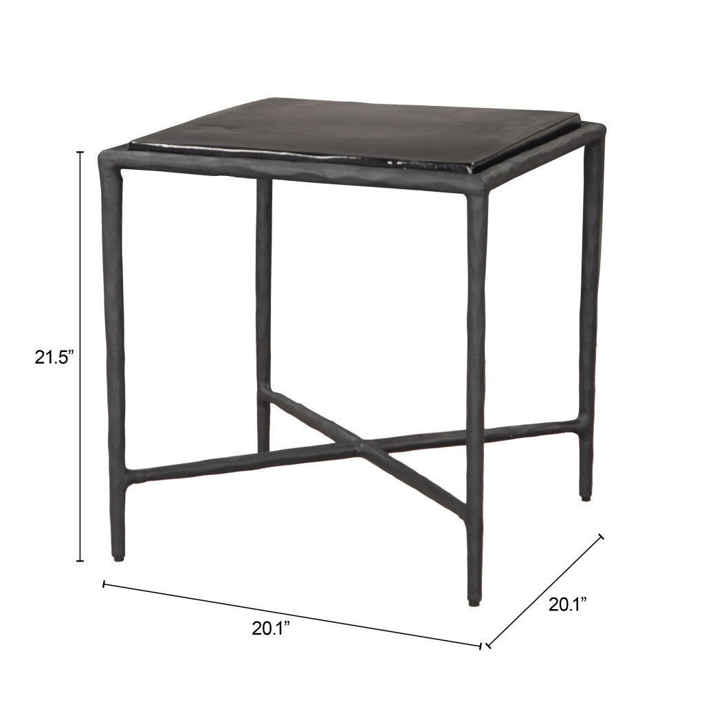 22" Black Aluminum Pedestal End Table