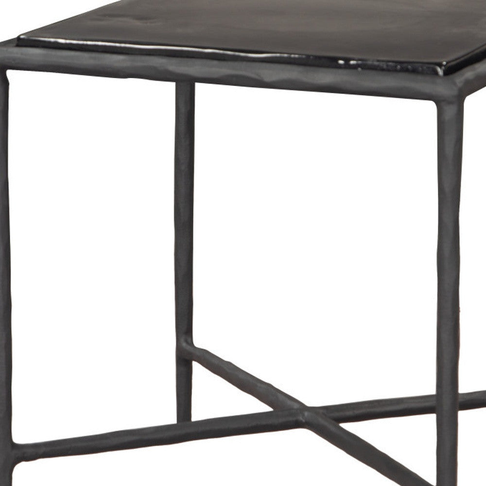 22" Black Aluminum Pedestal End Table