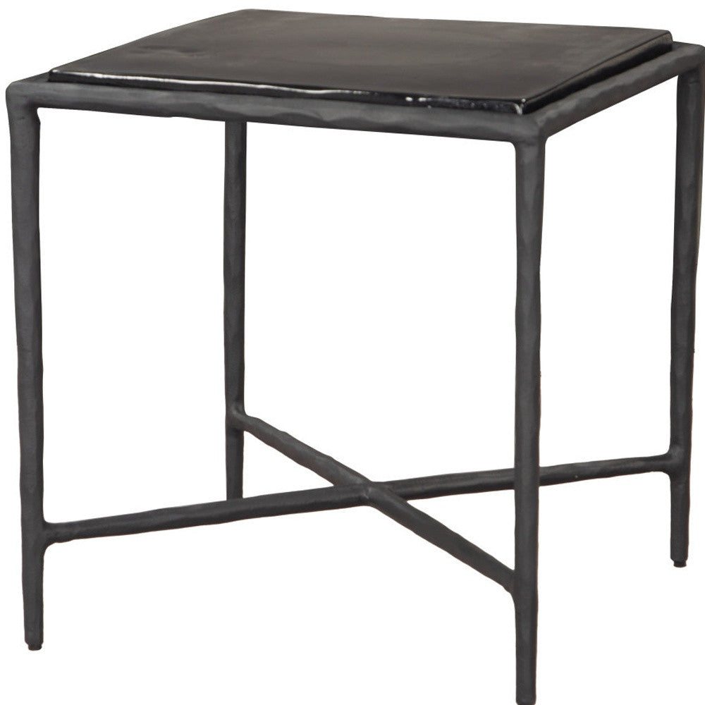 22" Black Aluminum Pedestal End Table