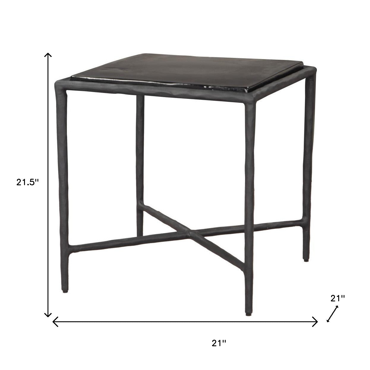 22" Black Aluminum Pedestal End Table