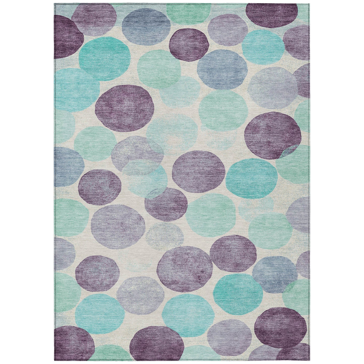 3' X 5' Plum Teal Blue And Ivory Geometric Washable Indoor Outdoor Area Rug