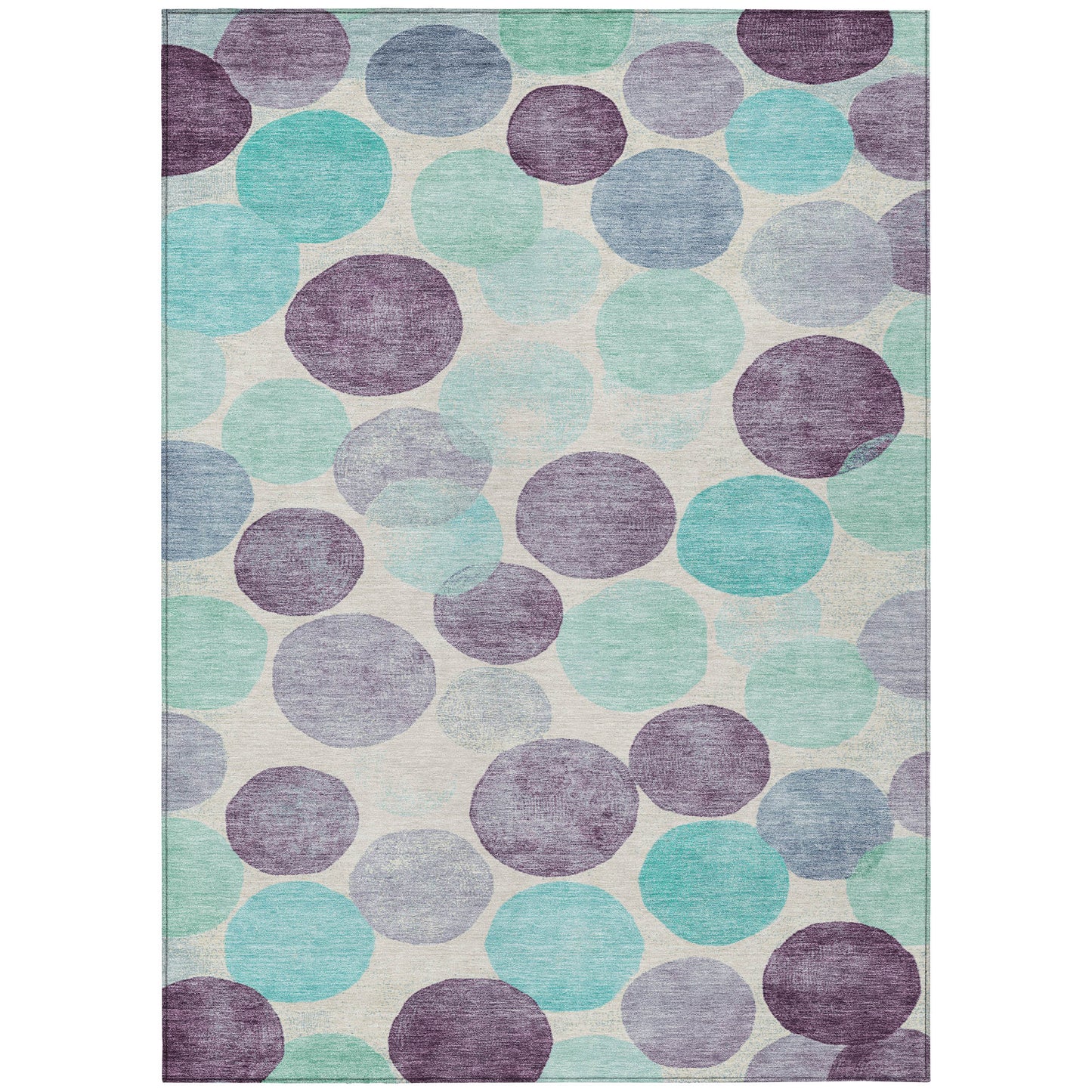 3' X 5' Plum Teal Blue And Ivory Geometric Washable Indoor Outdoor Area Rug