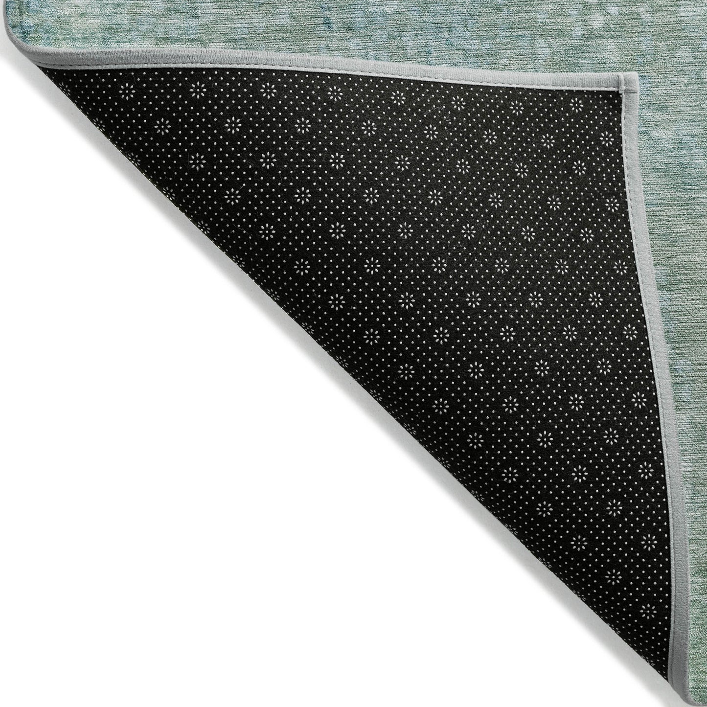 3' X 5' Teal Blue And Ivory Abstract Washable Indoor Outdoor Area Rug