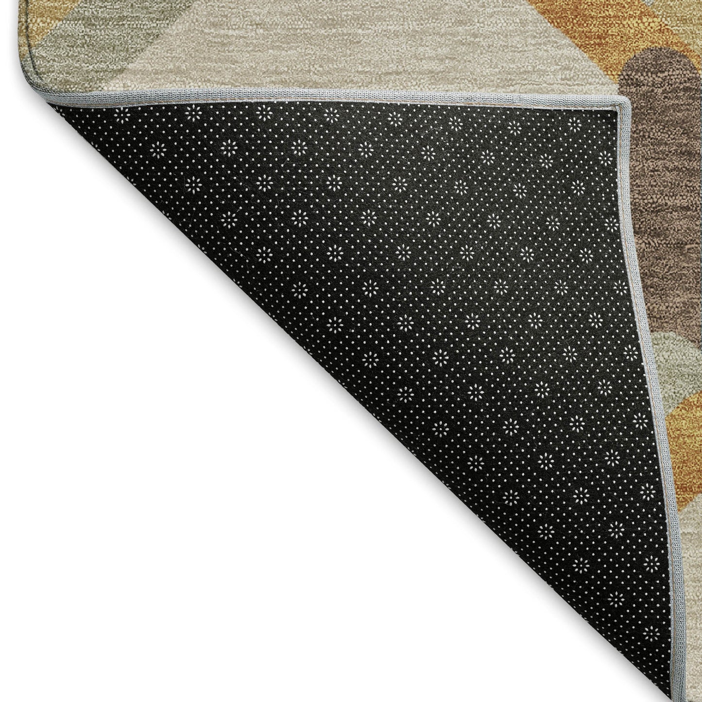 10' X 14' Beige Wheat And Blue Geometric Washable Indoor Outdoor Area Rug