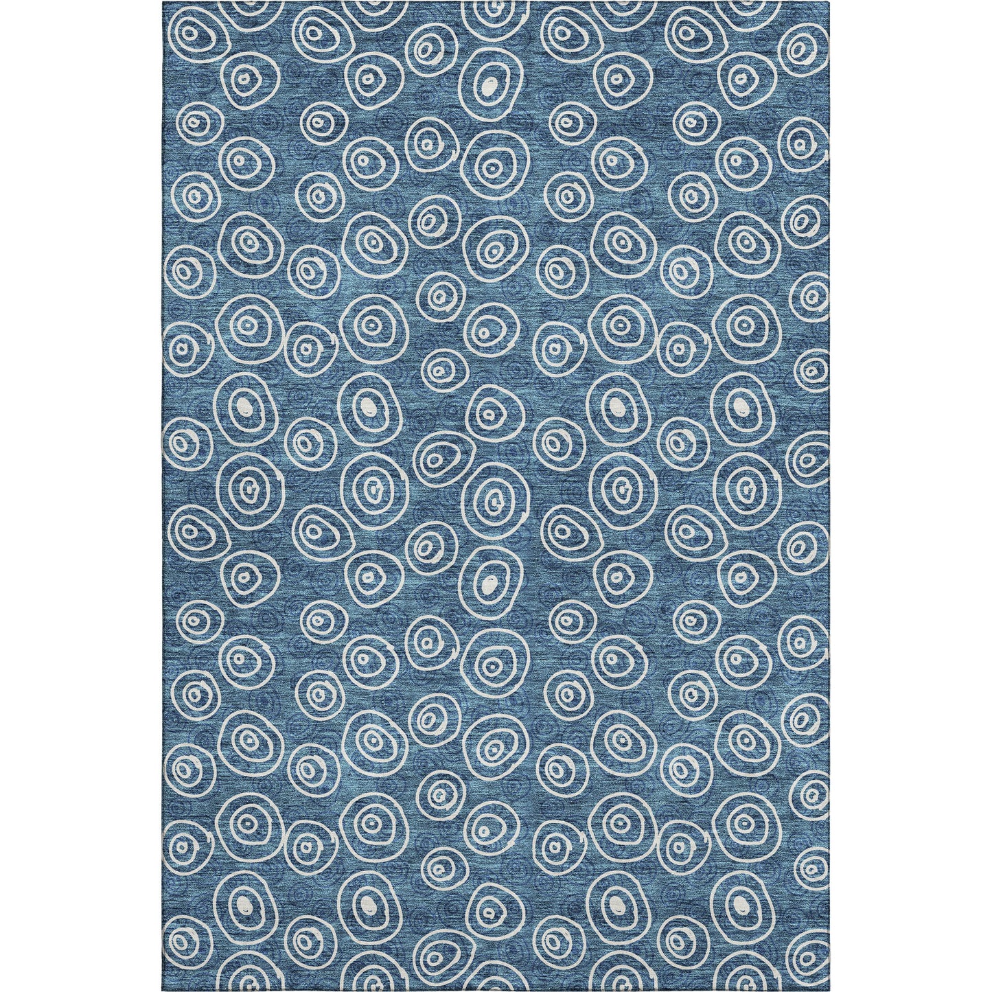 10' X 14' Blue And Ivory Polka Dot Washable Area Rug With UV Protection