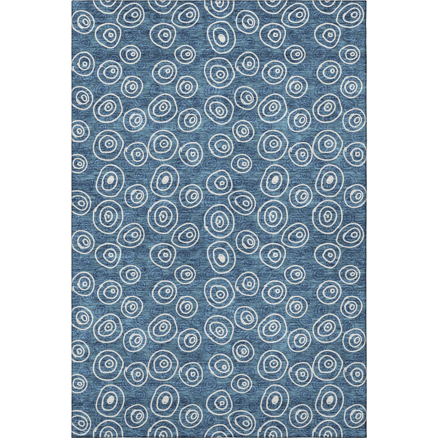 10' X 14' Blue And Ivory Polka Dot Washable Area Rug With UV Protection