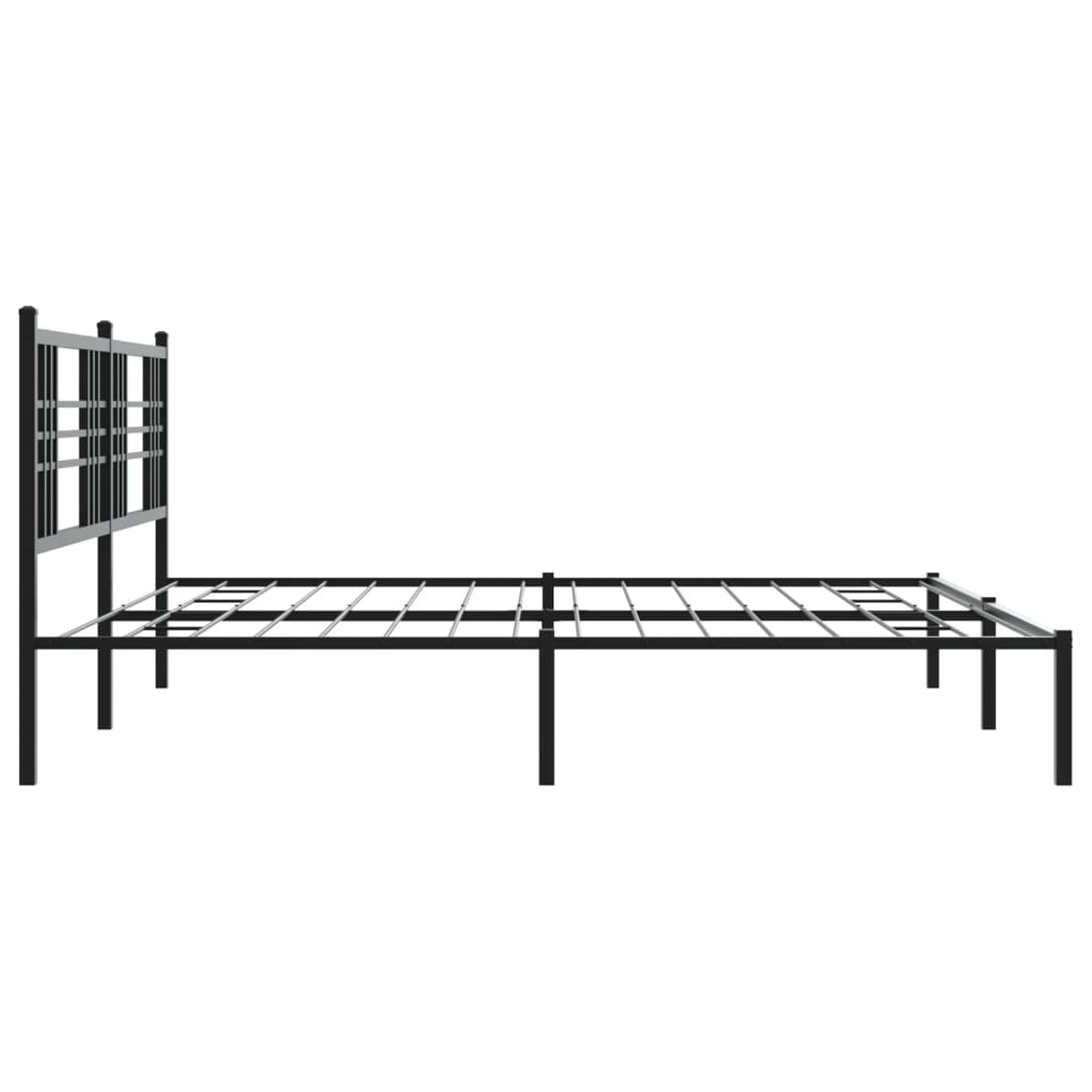 vidaXL Metal Bed Frame with Headboard Black 76"x79.9" King