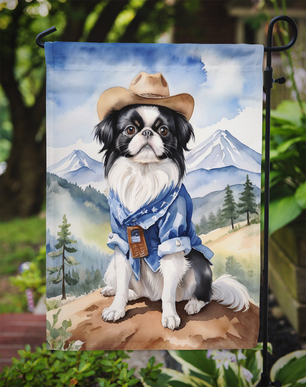 Japanese Chin Cowboy Welcome Garden Flag