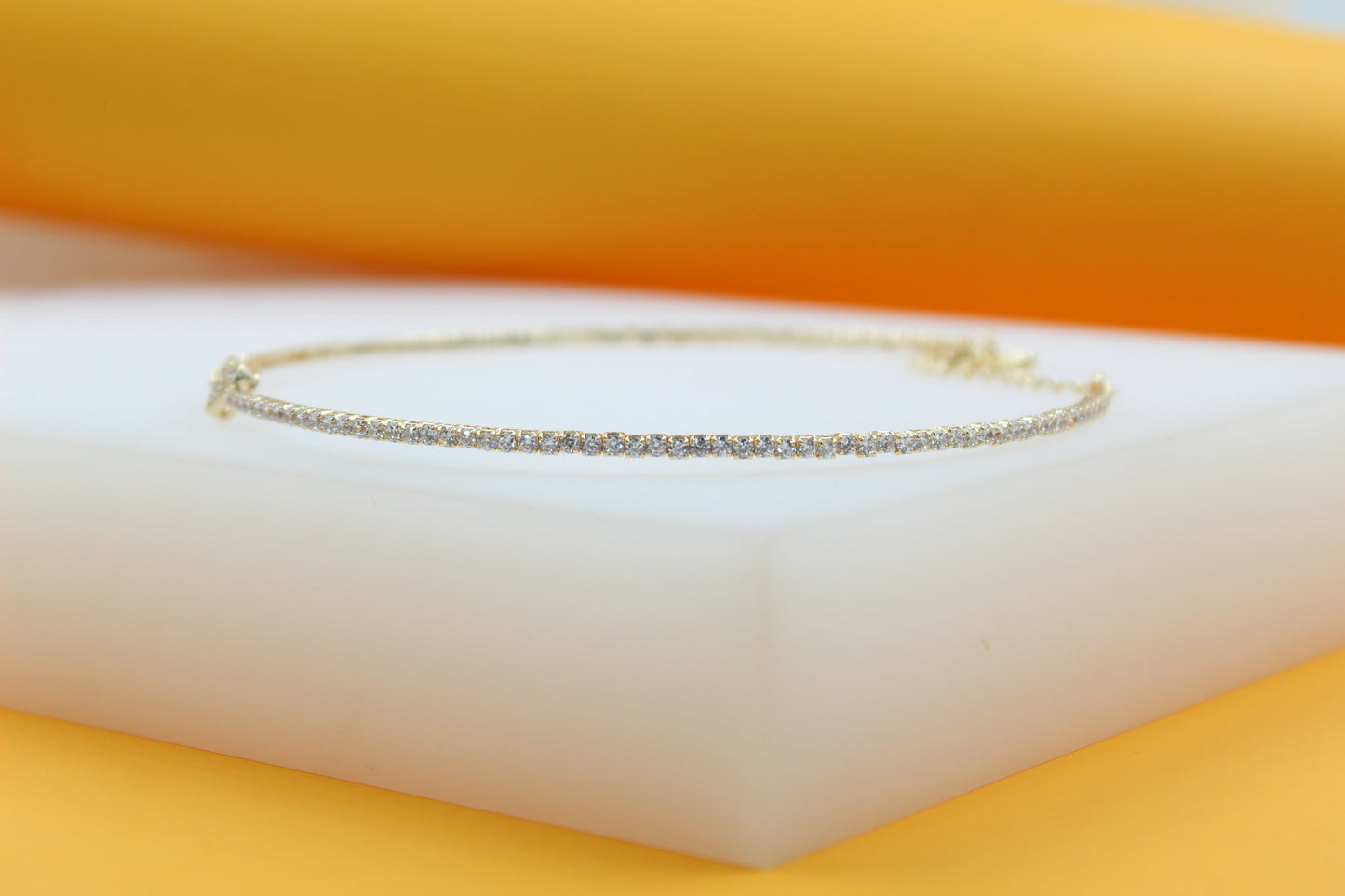 18K Gold Filled Neck Choker With Heart Zirconia Stones (H50)-2