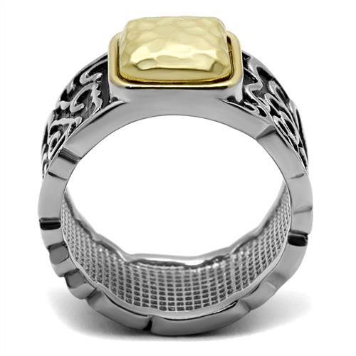 TK2509 - Two-Tone IP Gold (Ion Plating) Stainless Steel Ring with Epoxy in Jet
