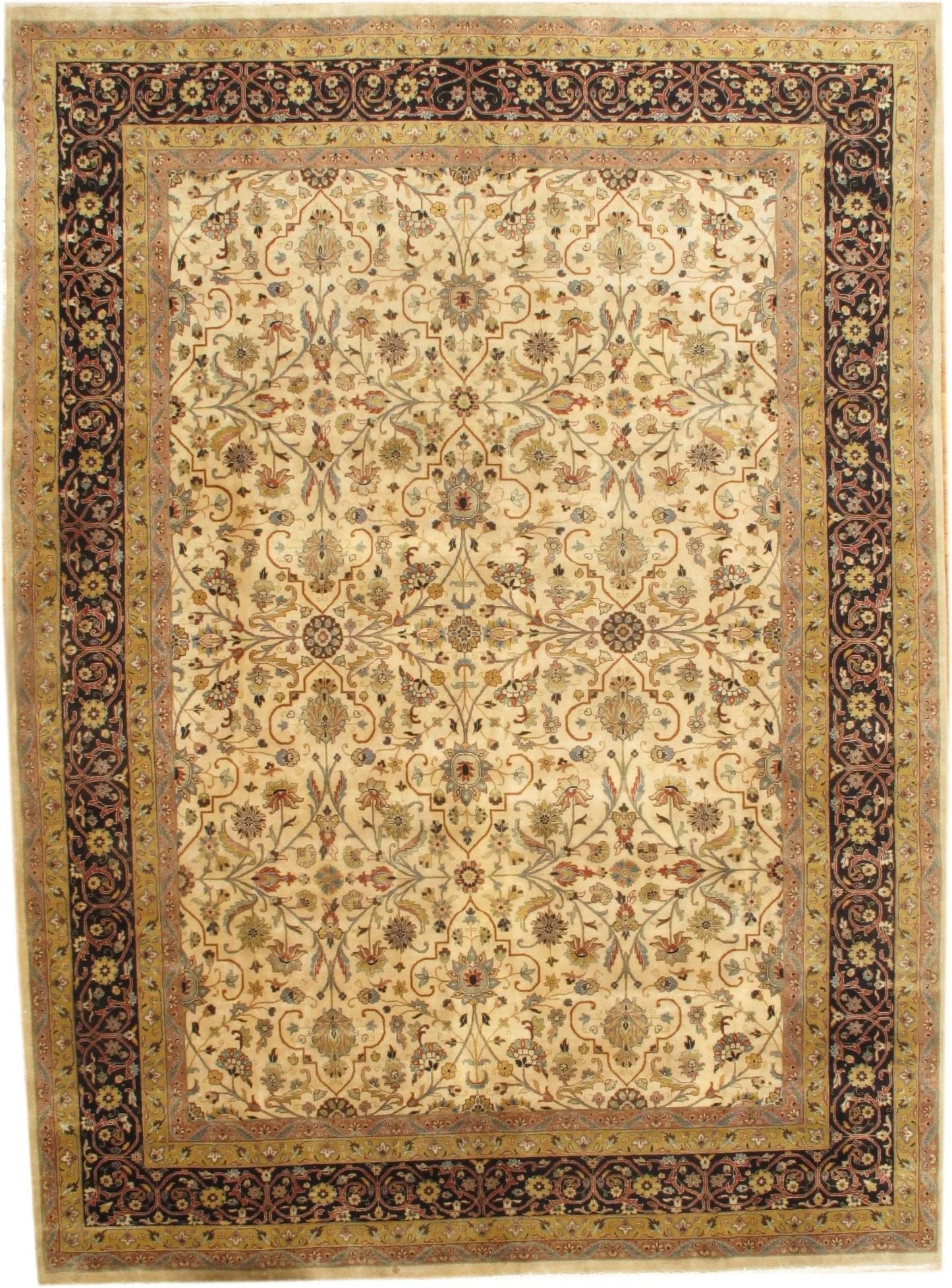 Canvello Beige Fine Tabriz Rug -9' X 12'