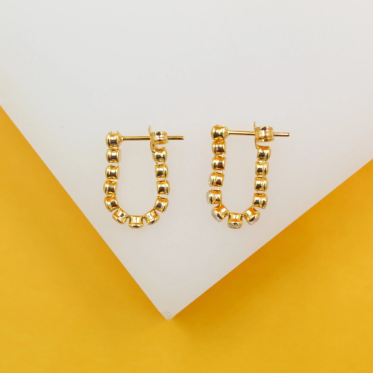 18K Gold Filled CZ Half Stud Earrings (L331)-1