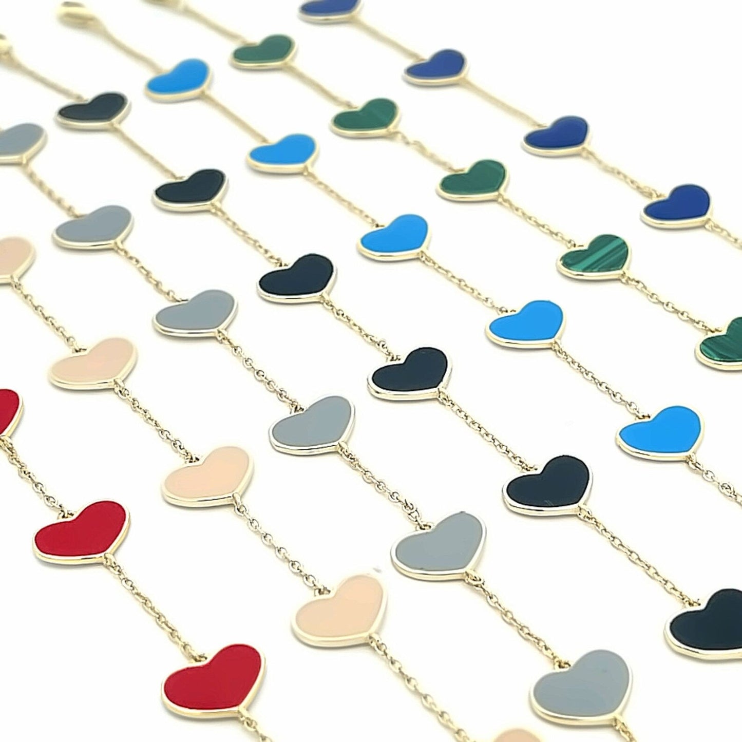Enamel Colored Heart Bracelet (H174)(I534)