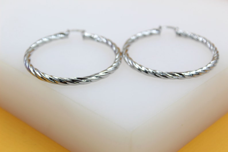 18K Gold Filled 4mm Thick Twisted Hoops Lever Back Earrings (J117-115)