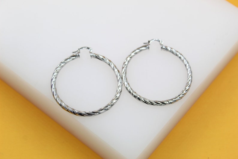 18K Gold Filled 4mm Thick Twisted Hoops Lever Back Earrings (J117-115)