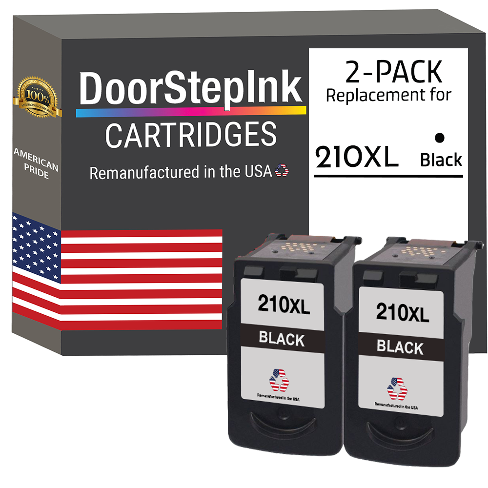 DoorStepInk Brand for Canon PG-210XL Black Twin Pack Remanufactured in the USA Ink Cartridges