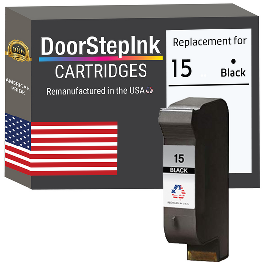 DoorStepInk Brand for HP 15 (C6615DN) Black Remanufactured in the USA Ink Cartridge