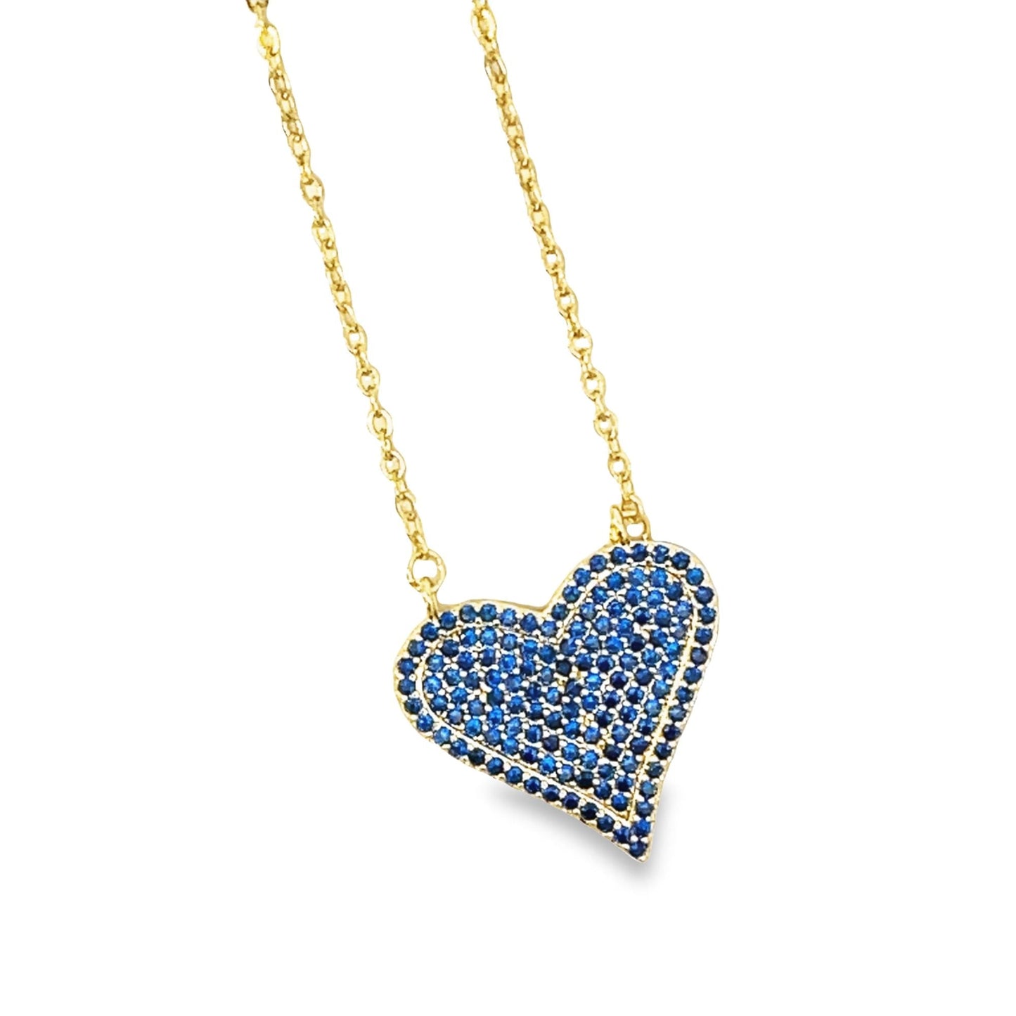 Pave CZ Heart Charm Necklace (H172)-2