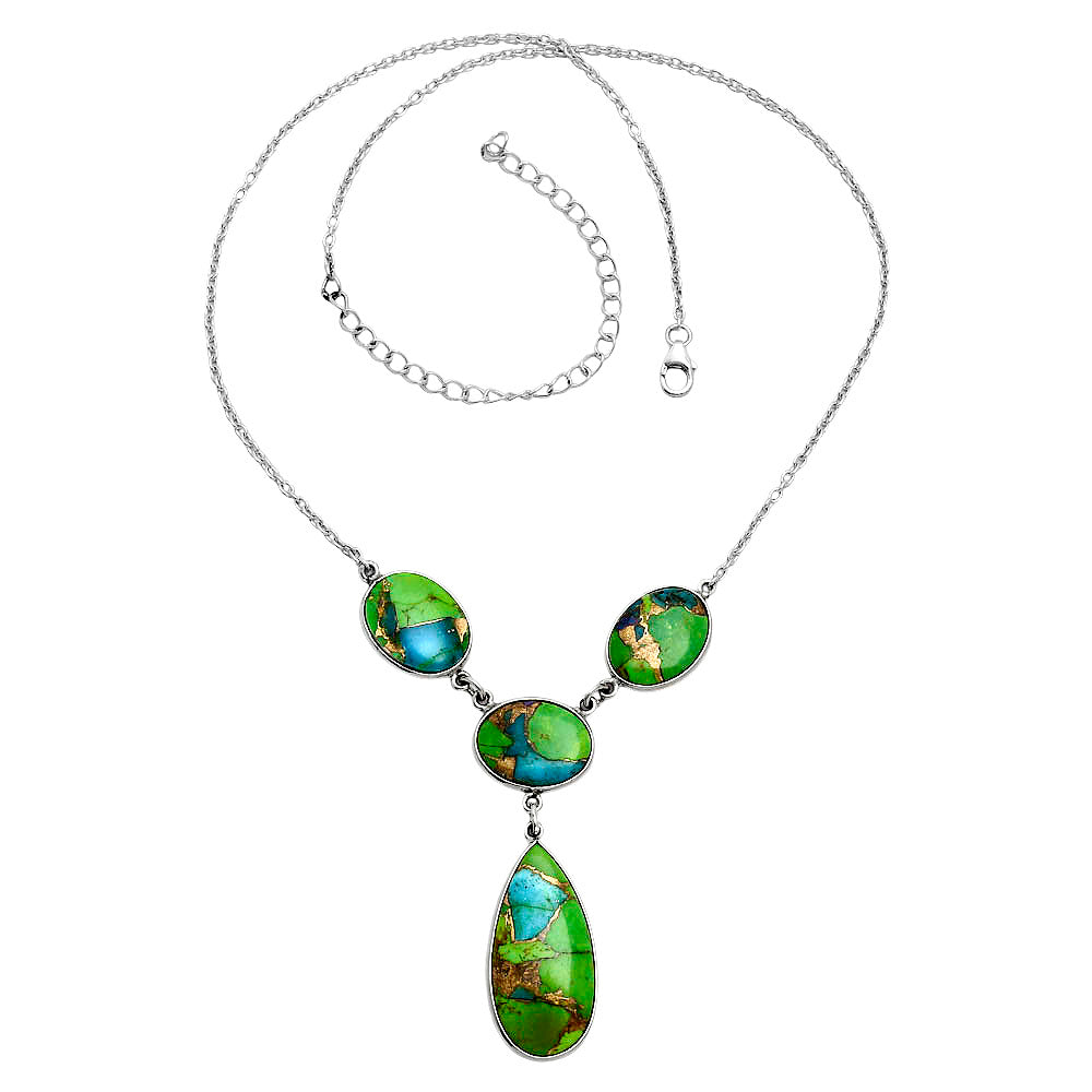 Premium Quality Blue Turquoise In Green Mohave - USA Necklace N-1013 29-EN10082