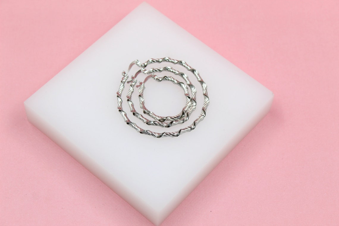 18K Gold Filled Hollow Twisted Lever back Hoop Earrings (K275-277)-3