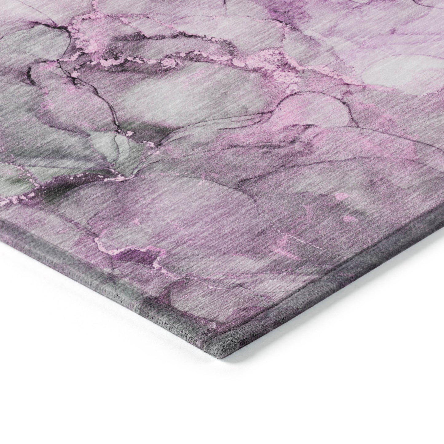 5' X 8' Gray and Purple Abstract Washable Non Skid Indoor Outdoor Area Rug