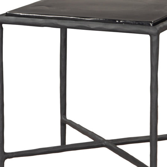 22" Black Aluminum Pedestal End Table