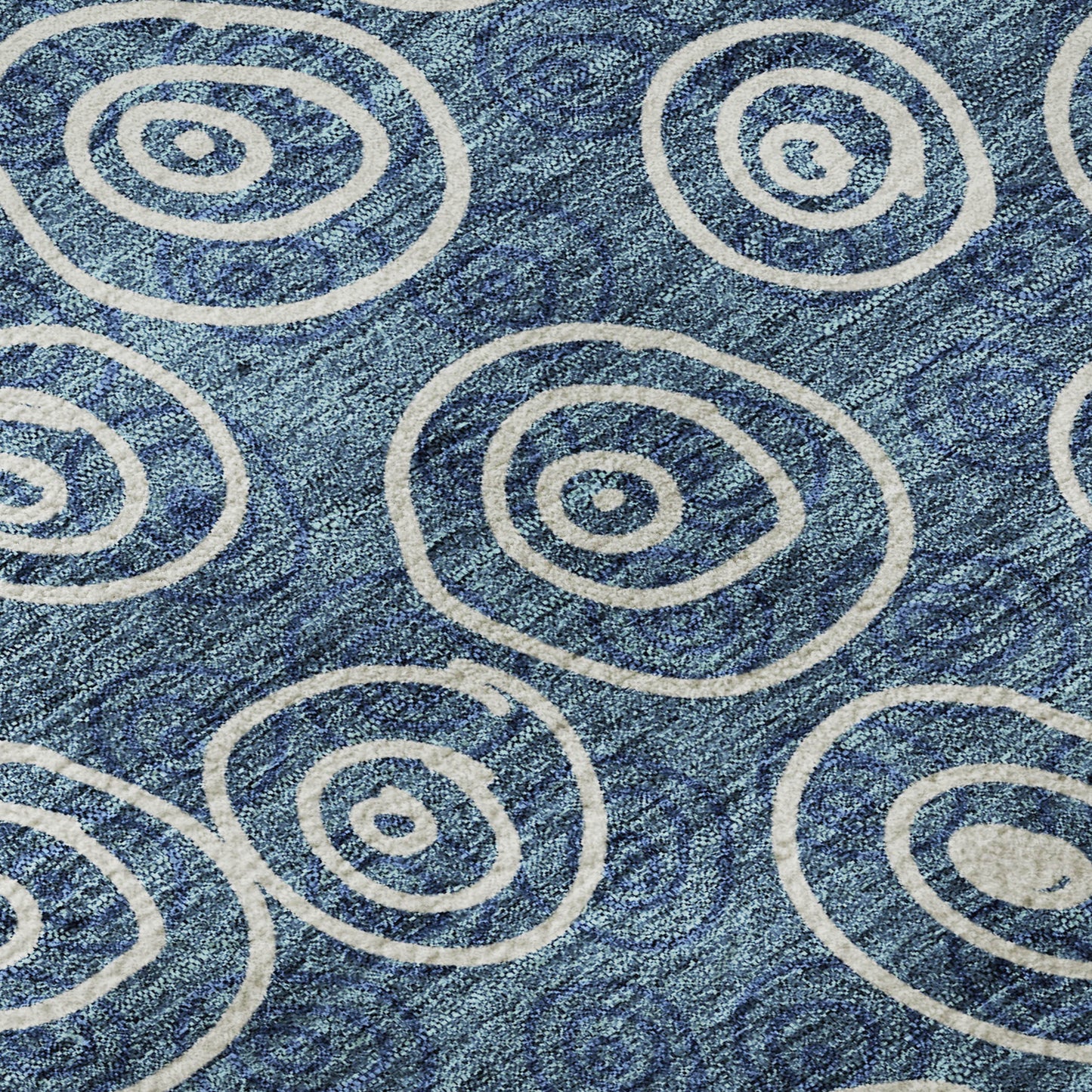 10' X 14' Blue And Ivory Polka Dot Washable Area Rug With UV Protection