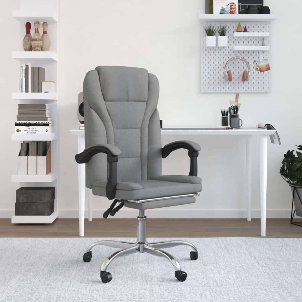 vidaXL Chair Accent Reclining Desk Chair with Wheels for Living Room Fabric