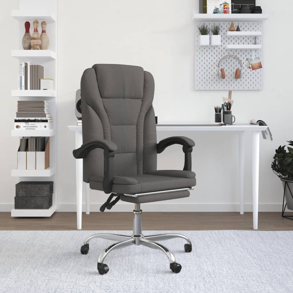 vidaXL Chair Accent Reclining Desk Chair with Wheels for Living Room Fabric