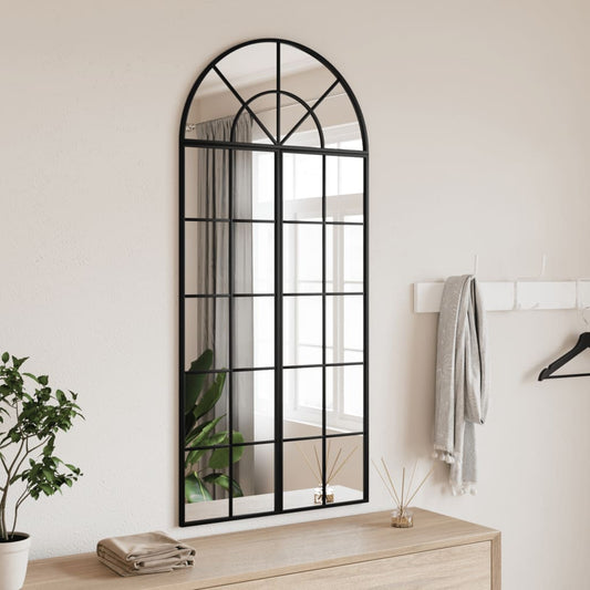 vidaXL Wall Mirror Decorative Wall Mounted Mirror for Bathroom Black Arch Iron