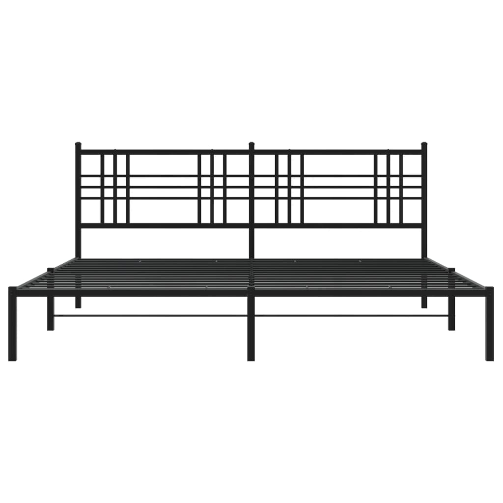 vidaXL Metal Bed Frame with Headboard Black 76"x79.9" King