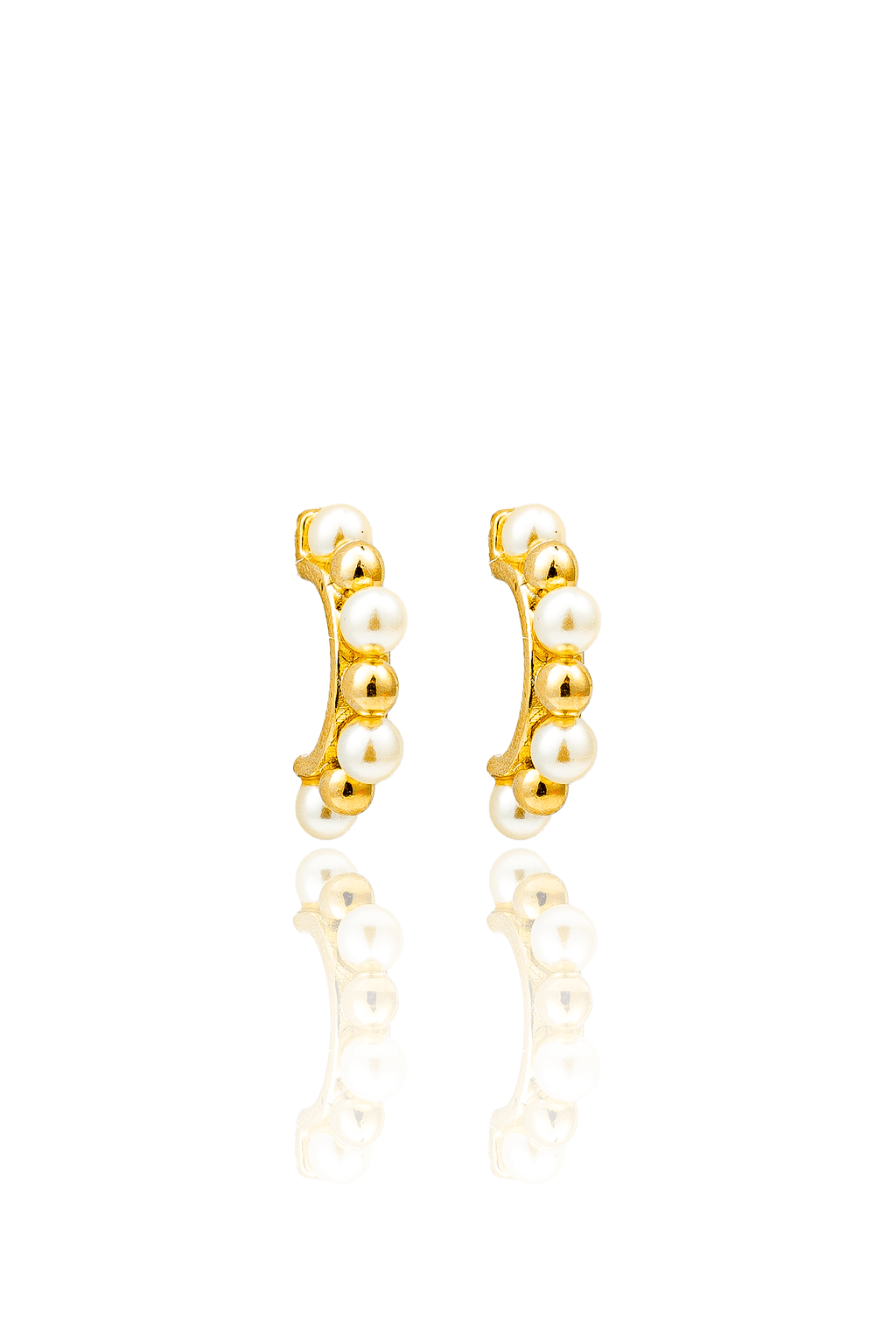 Bead Pearl Round Curve Earrings-0