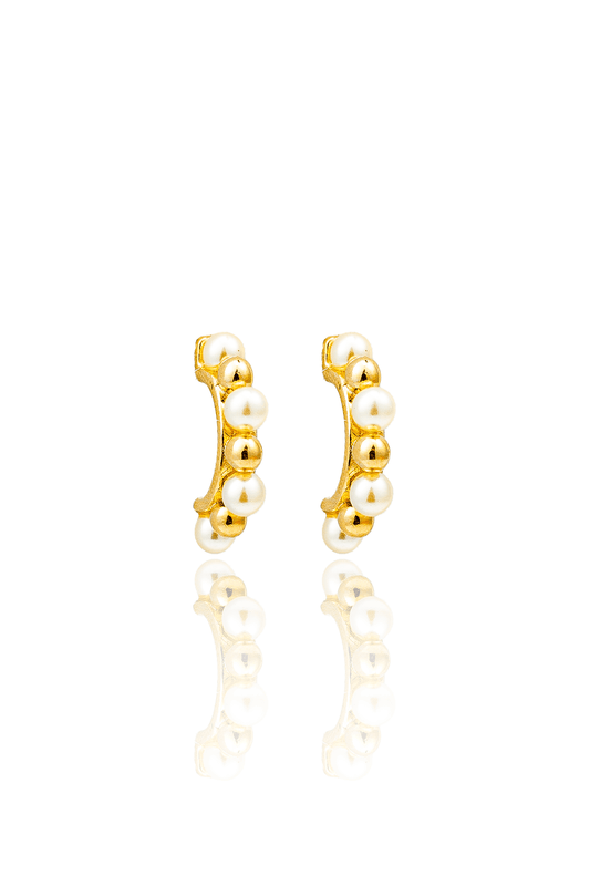 Bead Pearl Round Curve Earrings