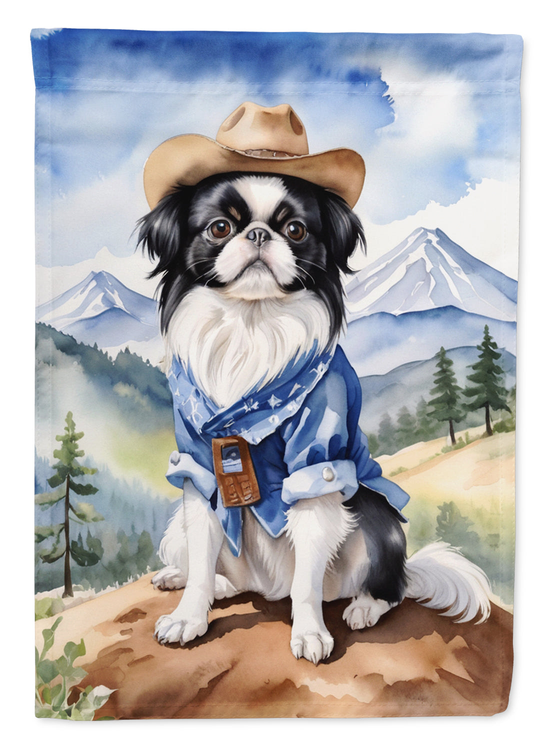 Japanese Chin Cowboy Welcome Garden Flag