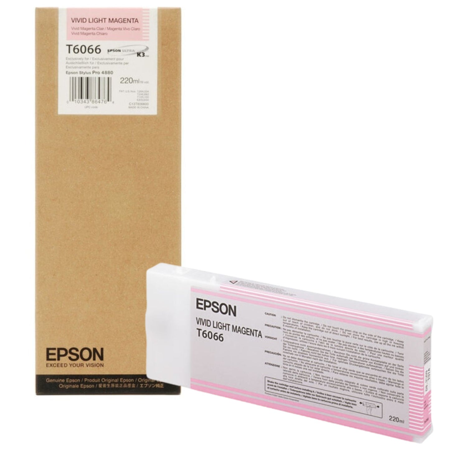 Original Epson 220ml UltraChrome K3 Vivid Light Magenta Ink Cartridge, T606600