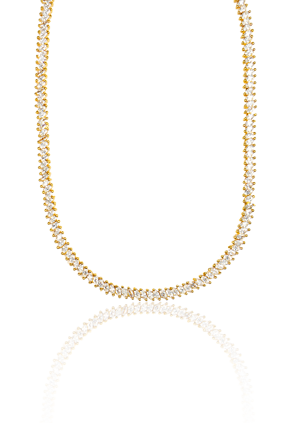 Diamond Tennis Choker with Cubic Zirconia Stones Necklace (H106)-0