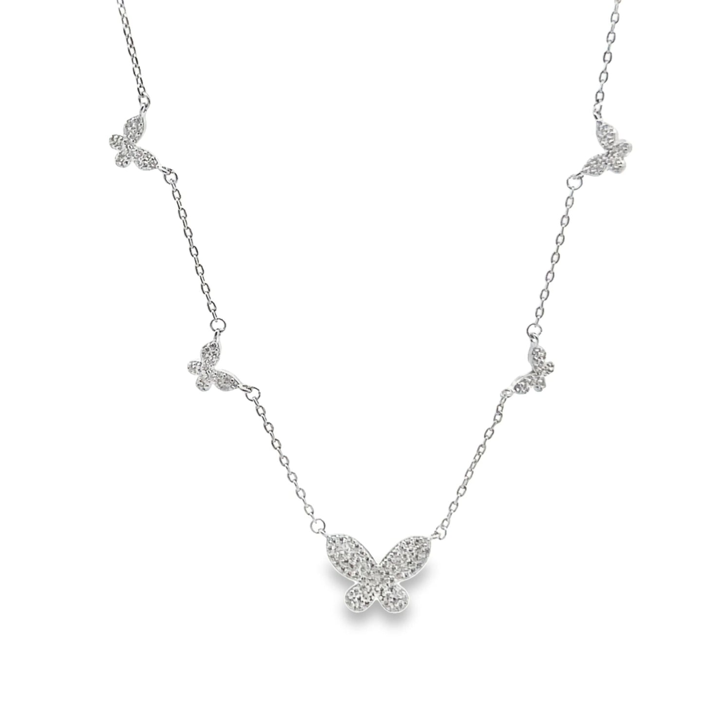 CZ Butterfly Charms Layering Rolo Necklace (G70)-1