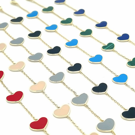 Enamel Colored Heart Bracelet (H174)(I534)