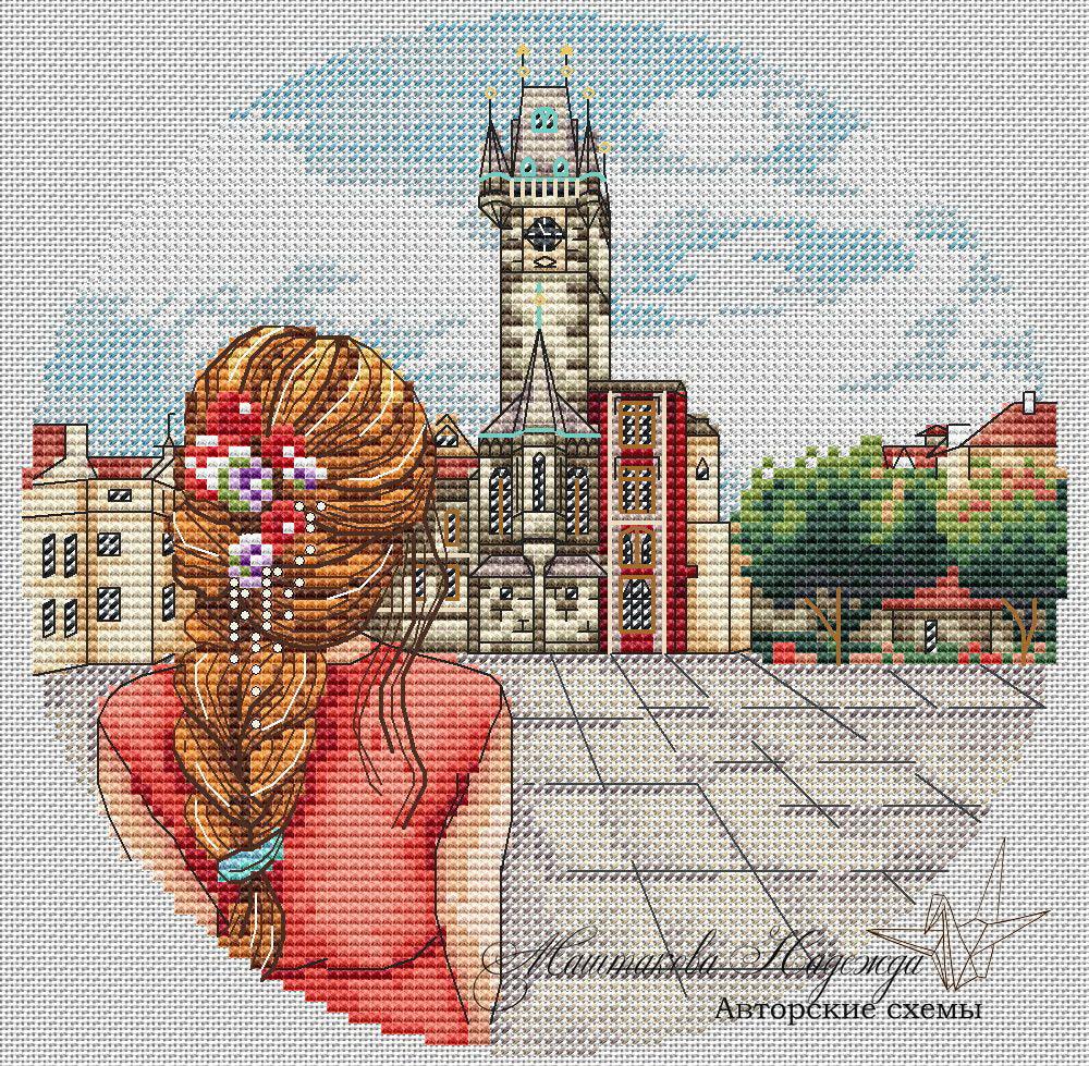 Prague. Old Town Hall - PDF Cross Stitch Pattern