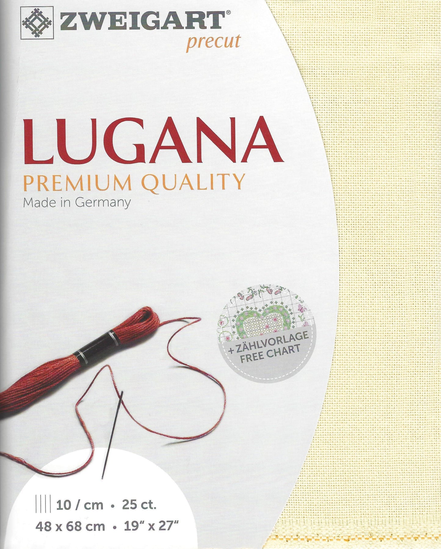 Precut  Zweigart Lugana 25 count Ivory 3835/264